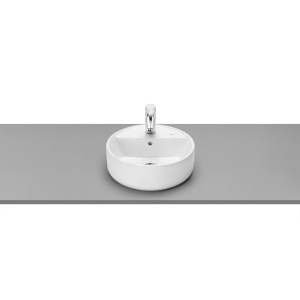 Roca Basin above the marble, circular with the mixer hole, 40 * 40, white
